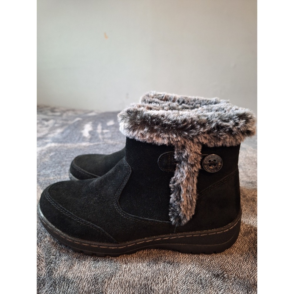 KHOMBU Suede Faux Fur Boots IRIS Womens 6M Black Booties Side Zip Cozy Style - Picture 5 of 15